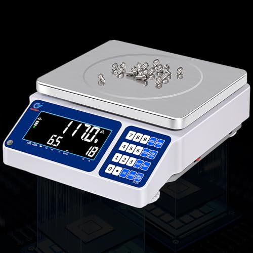 RUISHAN Lab Industrial Counting Scales 30kg/0.5g | 66lb/0.0011lb Accuracy Electronic Digital Gram Weighing Scale for Parts and Coins with Rs232 for Computer Or Printer | with Alarm
