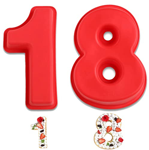 Kuchenform Zahlen,Silikon Anzahl Kuchenform,Groß 3D Numbers Cake,Zahlen 1 8 Number Cake Backform,für Geburtstag Hochzeit Jubiläum Geburtstagstorte Silikon Zahlen Backformen, 2 Stück (10 Zoll)