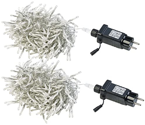 Lunartec Lichterkette Smart: 2er-Set WLAN-LED-Büschel-Lichterketten, 300 LEDs, App, 6m, transparent (Cluster-Lichterkette außen, App gesteuerte Lichterketten, Dimmer)