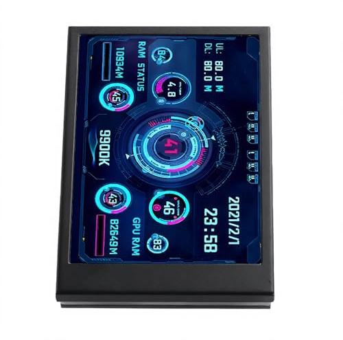 Topiky Computer-Temperaturmonitor, PC-Sensor-Panel-Display, 3,5-Zoll-IPS-Vollbildanzeige PC-Temperaturanzeige mit Kleinem Bildschirm für -PC-CPU-RAM-Festplattendatenmonitor (Schwarz)…