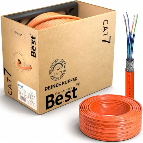 CAT 7 200m Netzwerkkabel Reines Kupfer LAN Verlegekabel S/FTP 10 Gbit | 100 % reines Kupfer, LAN Verlegekabel, Netzwerkkabel, S/FTP, 10 Gbit, PoE+, 1000 MHz, Patchpanel, Keystone, Router, Switch