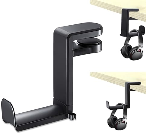 Headset Halterung Kopfhörer Halter Ständer Kopfhörerhalter Headphone Stand Kopfhörerständer Gaming Setup Zubehör Desk Accessories für DJ,PC,Tisch in Schwarz/Weiß mit 360° Rotatable Hook Bracket