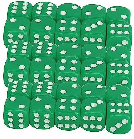 Dadi da Gioco, Dadi Multiuso da 30 Pezzi a 6 Facce di Pregevole Fattura per Giochi da Tavolo (Verde)