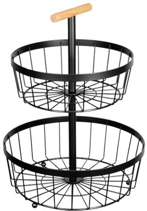 Luckyberg Obst Etagere 2 Stöckig | Küche Stehend Moderne Obstschalen, Obstschale Gemüse Regal. Rack Obstschale, Küche Ablagekorb,Gemüsegestell, Gemüse Brot Snacks Korb. (2)