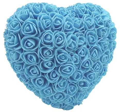 Rose Finte, Bellissime Rose Finte in Schiuma a Forma di Cuore, Romantiche e Realistiche con Filo Leggero per Matrimonio e Camera da Letto (BLUE)