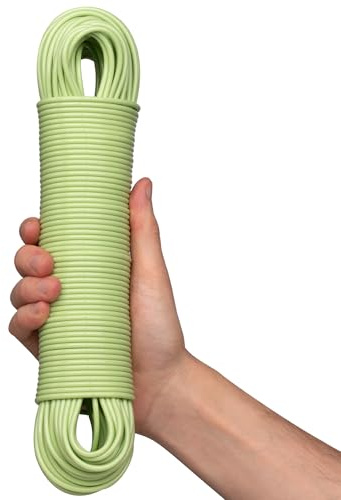 Hardys 15m Washing Line Rope | Strong & Long Clothes Line Rope with Steel Core & PVC Coating | For Indoor, Outdoor & Camping | Rot, Mould & Weather Resistant | Green