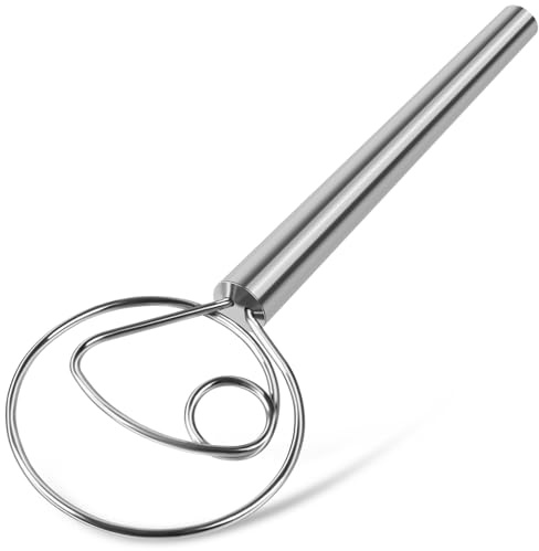 TEEVEA Danish Dough Whisk Stainless Steel Hook Dutch Bread Mixer for Sourdough Baking Tools