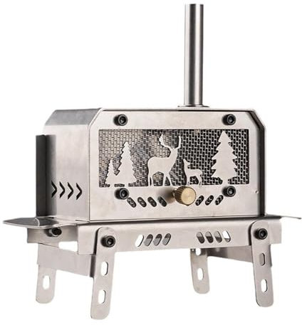 Hornillo de camping de leña, Estufa de camping de leña | Hornillo de cocina portátil de leña de acero inoxidable | Soporte decorativo para incienso para árbol de Navidad y adorno de mesa para alc
