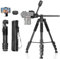 AMBITFUL Treppiede per fotocamera da 157,5 cm, treppiede professionale in alluminio nero, per riprese fotografiche orizzontali rimovibili per videocamera/DSLR/telefono cellulare/videocamera/telescopio