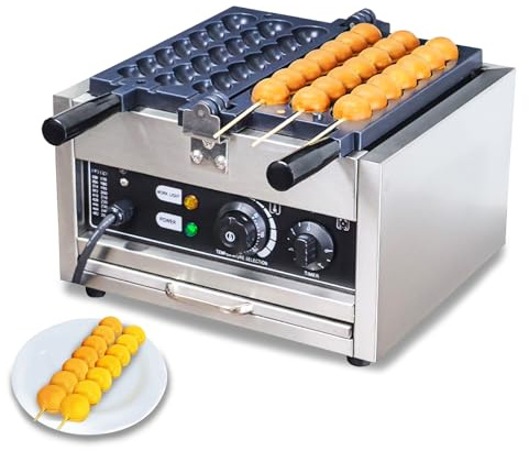 LHTSNA Waffle Ball Stick Maker, Commercial 110V Electric Bubble Skewer Waffle Ball Machine, Stainless Steel Nonstick Bubble Waffle Stick Machine for Restaurant, Snack Bar, Street Stall