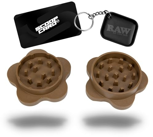 RAW Gripper Grinder - Spice Mill - Medium Grind V2 + RAW Tiny Matte Black Murder'd Tray Keychain - Unique Collectible