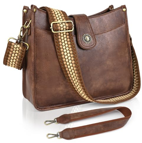 VIMUTI Handtasche Damen Mittelgroß Umhängetasche schwarz Crossbody Bag mit Breiter Gurt Schultertasche Hobo Bag veganem Leder Tasche 2 Schulterriemen Kartenschlitz Reisetasche