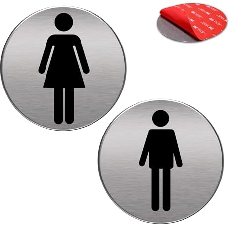 Lot de 2 panneaux adhésifs - Finition AAA+ - Aluminium laqué - Finition brossée - Super adhésif - Diamètre : 100 mm - Épaisseur : 0,8 mm (Panneau salle de bain ou vestiaire femme + homme)