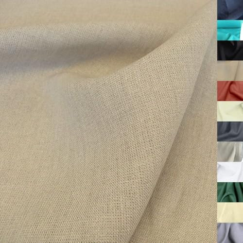 TOLKO 50cm Leinenstoff Meterware natur Leinentuch für Kleider Hose Rock Bluse Hemd Vorhänge Gardinen Kissen Bettwäsche | 140cm breit | Stoffe zum Nähen Meterware Leinen Stoff kaufen (Natur Beige)