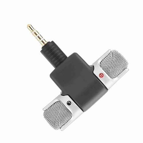 POENVFPO Micrófono estéreo profesional compacto mini de 3,5 mm, micrófono para teléfonos móviles para PC, DAT MD, ángulo ajustable, enchufe dorado