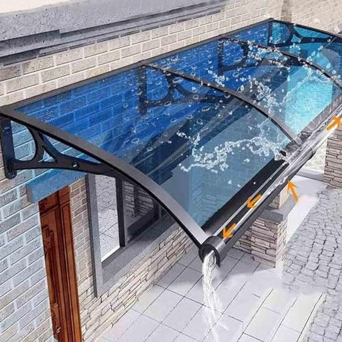 Wasserdichtes Türvordach für den Außenbereich, Aluminiumrahmen, Veranda, Vordach mit Seitenteilen für Haustür, Balkon, Garage, Fenster und Terrasse, Blau, 1,80 x 3,00 m