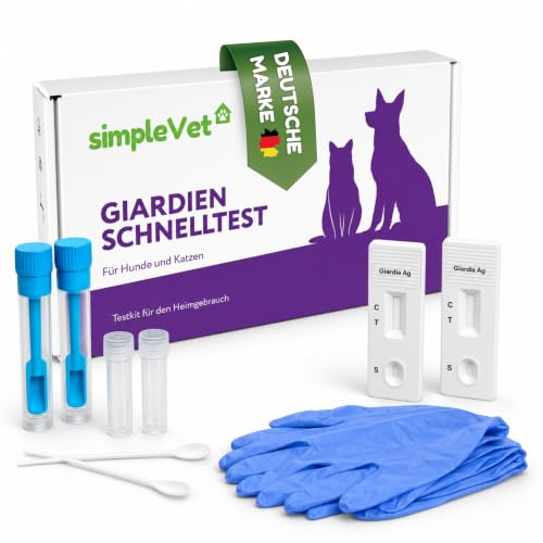 Simple Vet Giardien Schnelltest Hund & Katze, 2 Tests | Giardien Testkit für Hund und Katze zur Anwendung mit Kotprobe bei Durchfall, Giardia-Verdacht und möglichen Darmparasiten.