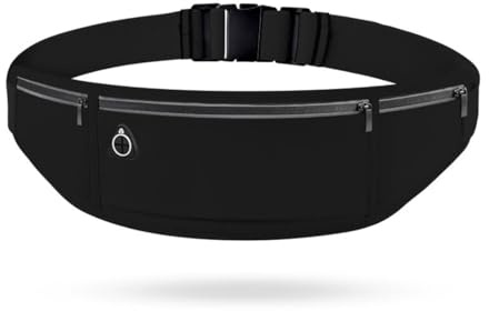 Ceinture de Course, Ceinture Sport Sacs Bananes de Sport Réglable Etanche Running Belt pour Homme Femme Support de téléphone, Convient pour Gym, Jogging, Escalade, Fitness, Randonnée (Noir)