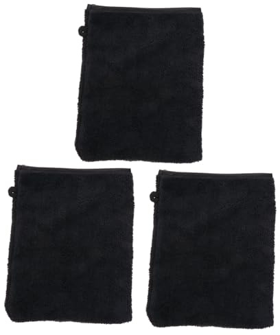 Veemoon 3pcs Facial Cleaning Gloves Makeup Removal Puff Set Black Microfiber Exfoliating Face Wash Mitts for Women Daily Skincare Bath Spa Use