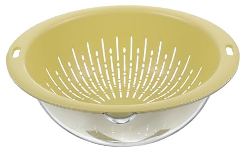 Sosoport Drenante per Lavaggio e Conservazione Frutta e Contenitore Resistente per Cucina Scolapasta Multifunzionale con Setaccio Colore Giallo