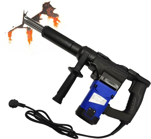 Desincrustador de agujas eléctrico, pistola desoxidante aguja portátil 1100 W con cinceles chorro eléctrico, para proyectos mantenimiento y reparación de superficies metálicas.(Blue(110V))