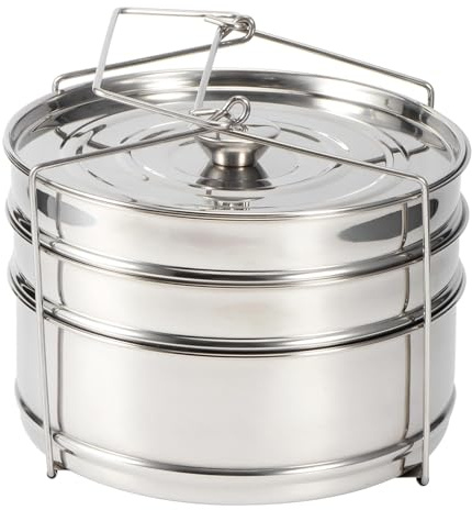 Stackable Stainless Steel Steamer Pots Set - 3 Tier Pans for 6QT Pressure Cookers, Dishwasher Safe Insert Cookware Instant Pot Accessories Stacking Pots for Steaming, Cooking, Serving