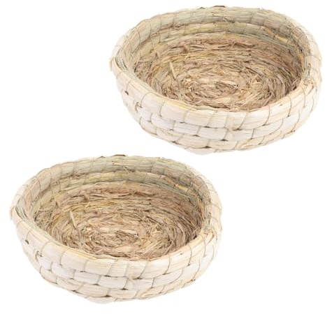 ANDRESLAD Nido per Piccioni in Paglia Intrecciata Naturale 2 Pezzi Diametro 23 Cm Antiribaltamento per Schiusa Uova e Allevamento Uccelli Domestici in Gabbia