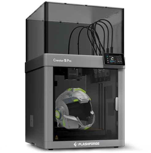 FLASHFORGE Creator 5 Pro Enclosed 3D Printer, 4-Independent-Extruder, 600mm/s High Speed, Multi-Colour No-Waste Printing, Auto-Levelling & Offset Calibration, 256x256x256mm