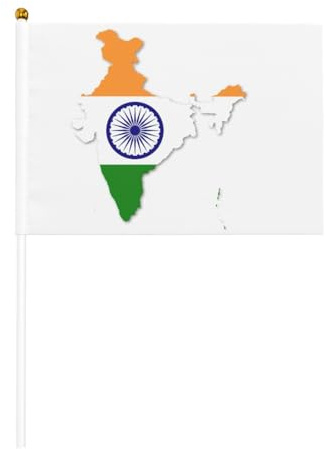 Carte du drapeau de l'Inde imprimée, drapeau portatif, bannières faciles à assembler avec poignées de support légères