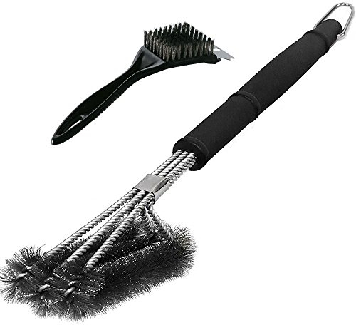 Cepillo de Parrilla de Barbacoa, PULNDA 18  Cepillos de Cerdas de Acero Inoxidable - Limpiador de parrilla y poco cepillo Removedor de Raspador para parrilla, Weber, porcelana