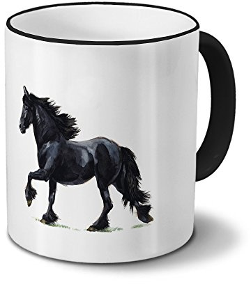 Pferdetasse Friese - Tasse mit Pferdebild Friese - Becher Schwarz