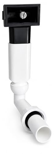 Komplettes Ablauf-Set für Küchenspülen mit Rechteckigem Überlauf im Becken - Winkelrohr mit Kugelgelenk - 1 Zoll-Anschluss an Ventilablauf/Siphon -Made in Germany