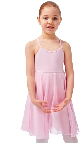tanzmuster ® Ballettkleid Mädchen Träger - Alma - aus weicher Baumwolle mit langem Chiffon Röckchen fürs Kinder Ballett
