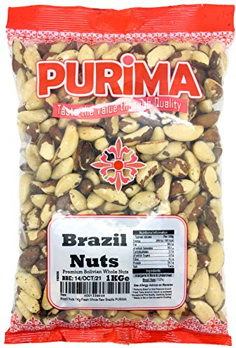 Brazil Nuts 1kg - Raw Whole Brasil 100% Fresh Natural Brazils Large Big Bag - Premium Quality Edible Brazilian Nut - Ideal for Keto & Paleo Protein – Non GMO & Vegan PURIMA