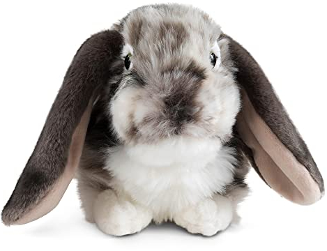 Living Nature Grey Dutch Lop Eared Rabbit Stuffed Animal Plush Toy | Fluffy Soft Toy Gift for Kids | Boys and Girls Doll | Naturli Eco-Friendly | 26 cm