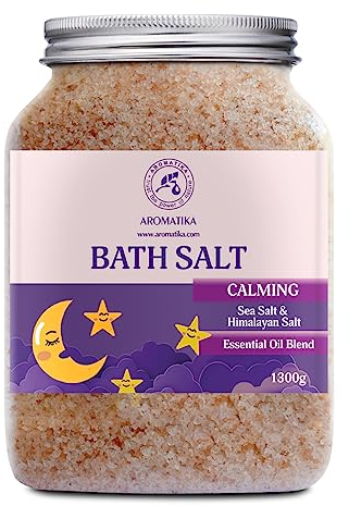 Beruhigendes Badesalz 1300 g - Badesalz mit Ätherischen Ölen Sandelholz & Bergamotte & Lavendel - Badezusatz - Badewanne - Körperpflege - Hautpflege - Schönheit - Baden