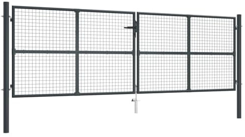 Festnight Portail en Maille de Jardin Porte de Clôture en Acier galvanisé 400 x 175 cm Gris