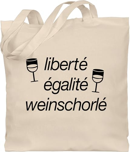 Shirtracer Baumwolltasche - Sprüche Statement mit Spruch - Liberte egalite weinschorle - Unisize - Naturweiß - beutel+mit+sprüchen+lustig sprueche wein beutel jutetasche sprüchen stoffbeutel lustiger