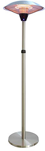 2.1KW Outdoor Free Standing Halogen Electric Garden Patio Heater Waterproof- 3 Power Settings - Adjustable Stand Height