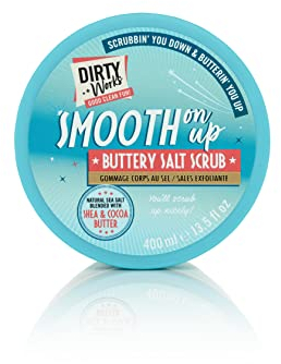 Dirty Works Body Scrub | Smooth On Up Buttery Salt Scrub | Natural Sea Salt Skin Exfoliant with Vitamin E 400ml