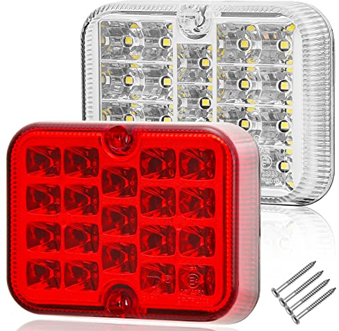 AGRISHOP 12/24V LED Rear Trailer Reverse & Fog Lights - White (Reverse) & Red (Fog), Waterproof, E-mark Approved