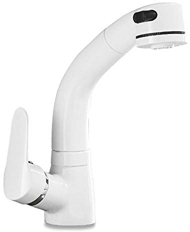 Wasserhahn Ausziehbar Armatur Bad mit Herausziehbarer Brause, Heißer und Kalter Dual-Mode-Teleskop-Badhahn Mischbatterie Bad mit Brause Waschtischarmatur für Bad-Weiß