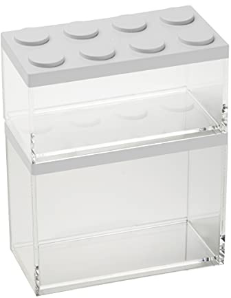OMADA Set 2 Contenitori per Alimenti con Coperchio Impilabile Mattoncino | Set Completo di 2 Contenitori Trasparenti Impilabili Rettangolari, Collezione Brickstore