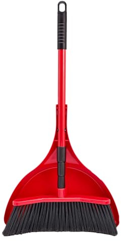 Da Vinci Curved Angle Broom & Dustpan Combo Pack - Heavy Duty Wide Broom for Indoor/Outdoor Sweeping, Steel Telescopic Handle, Durable PVC Bristles, Ideal for Pet Hair, Dust, Kitchen & Rough Surfaces