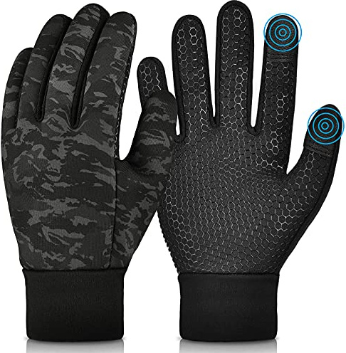 OOPOR Kinder Winter Handschuhe Touchscreen - Dick Anti-Rutsch Winddichte Winterhandschuhe für Jungen Mädchen Outdoor Laufen Junge Fahrradhandschuhe Camouflage Druck Weiche Warme 10-12 Jahren