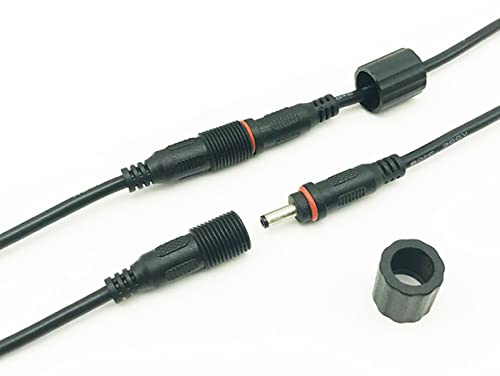 Liwinting DC Verlängerungskabel Wasserdicht Verlängerungskabel Außenleuchte Verbinden Kabel 3.5 x 1.35mm 2pcs 3m, Schwarz