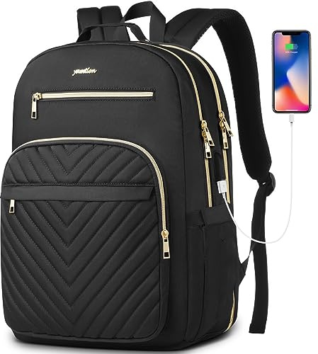 Yamtion Ryggsäck för kvinnor, skolryggsäck för flickor, kvinnor och tonåringar, ryggsäck för 15,6 tums laptop med USB och laptopfack för arbete, kontor, studier, skola, stad, universitet