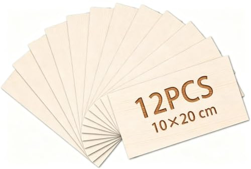 Balsaholzplatten, DOITEM 12 Stück Dünne Holzplatten aus Balsaholz, 200 x 100 x 1.5 mm, Blanko, für Cricut-Macher, Holzhandwerk, Malerei, Gravierte Modellbauprojekte