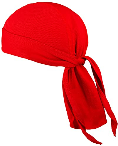 VIAUMBR Pañuelo pirata bandana gorra durag bicicleta casco moto pañuelo bajo casco pirata tela pirata verano, rojo, 50-65