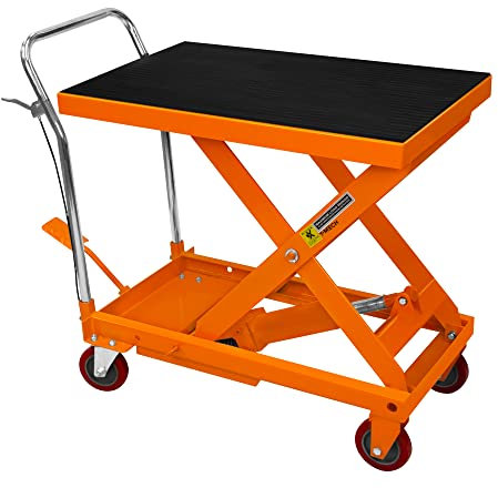 Pedana Idraulica 500KG 1100LBS Carrello mobile Carrello multi altezza Posizione di blocco pedale manuale Tappetino in gomma antiscivolo rimovibile 4 ruote 2 bloccaggio 81cm x 51cm
